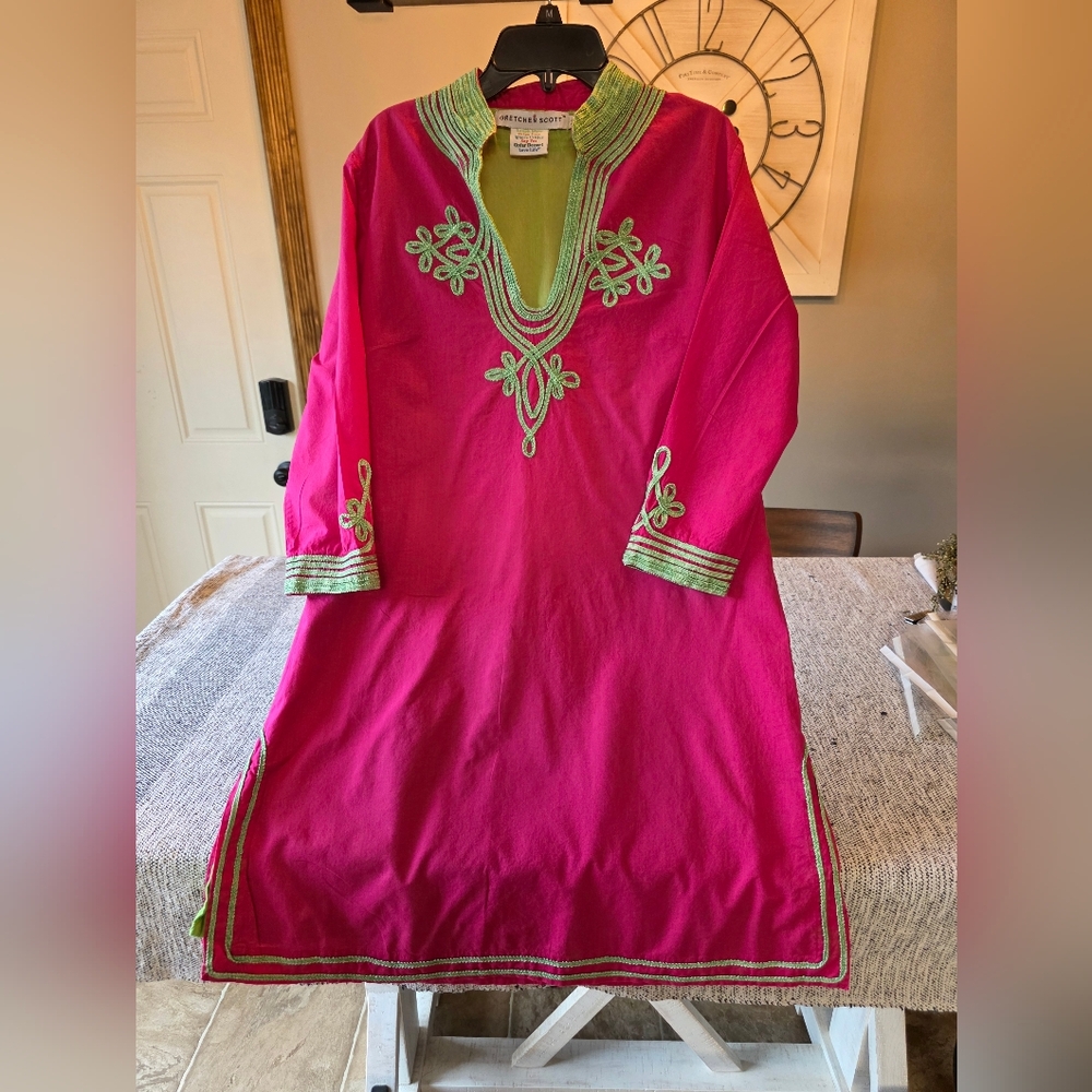 Gretchen Scott Designs Pink and Green Midi Dress